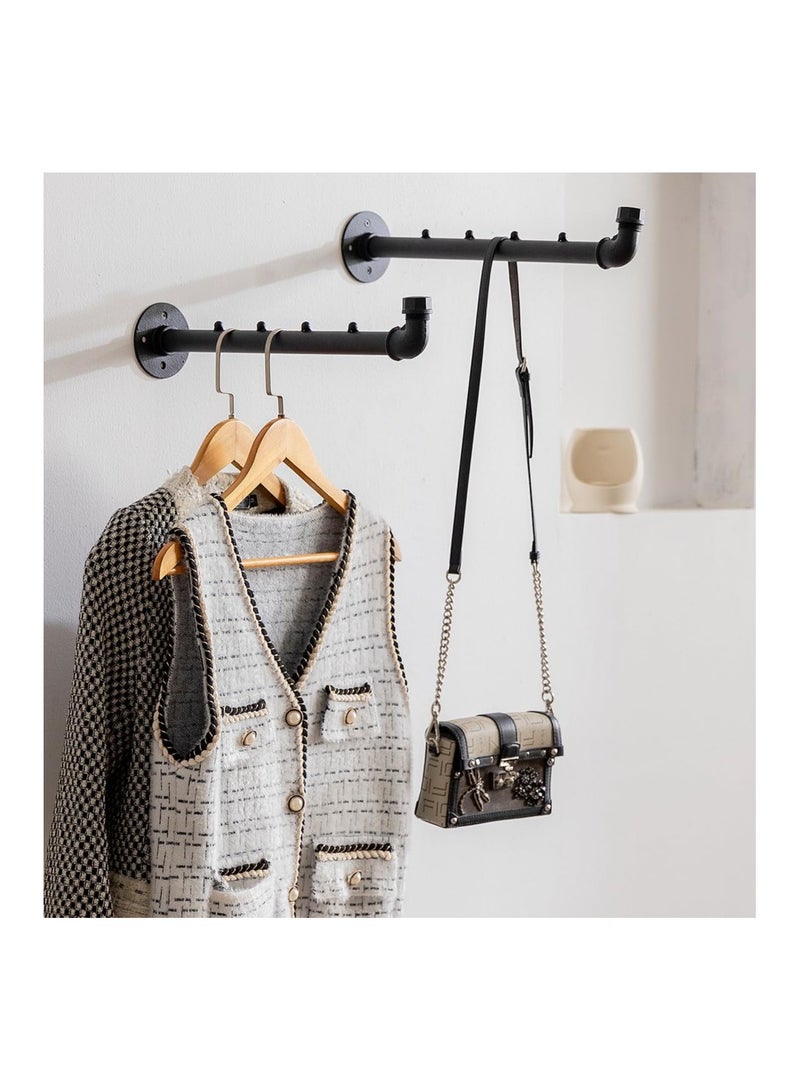 SYOSI Wall Clothing Racks/Hanging Rail, Heavy Duty Metal Coat Hanger with Hook, Black Coat Hooks For Wall, Wall Mounted Bag Hooks, Heavy Duty Metal Coat Hanger with Hook for Towel, Hat, Closet, Bag - Image 1