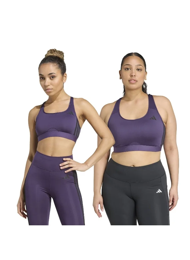 Adidas AURPLU/BLACK Pwrct Ms 3S Bra Purple Workout Bra - Medium Support Bra For Women for Women | Best Price UAE