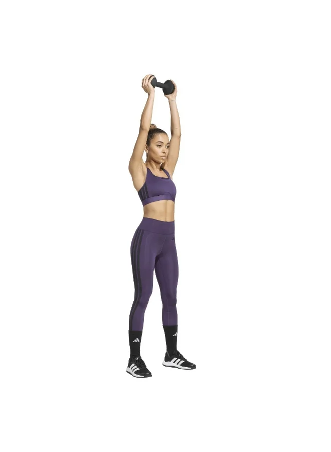 Adidas AURPLU/BLACK Pwrct Ms 3S Bra Purple Workout Bra - Medium Support Bra For Women for Women | Best Price UAE