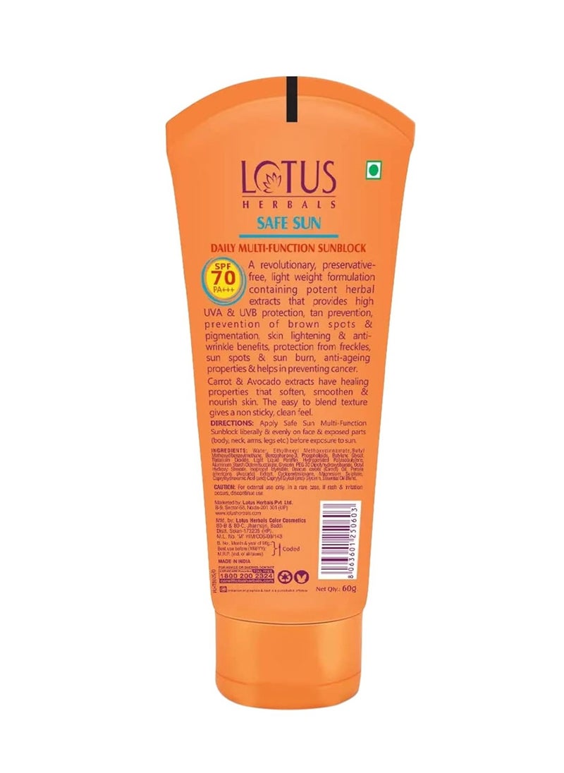 LOTUS HERBALS - Lotus Herbals Sunscreen SPF 70 PA++ | Tinted | Instant Glow | Non greasy | Sweat & waterproof | All Skin Types | 60g - Image 1