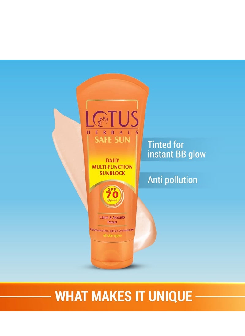 LOTUS HERBALS - Lotus Herbals Sunscreen SPF 70 PA++ | Tinted | Instant Glow | Non greasy | Sweat & waterproof | All Skin Types | 60g - Image 1