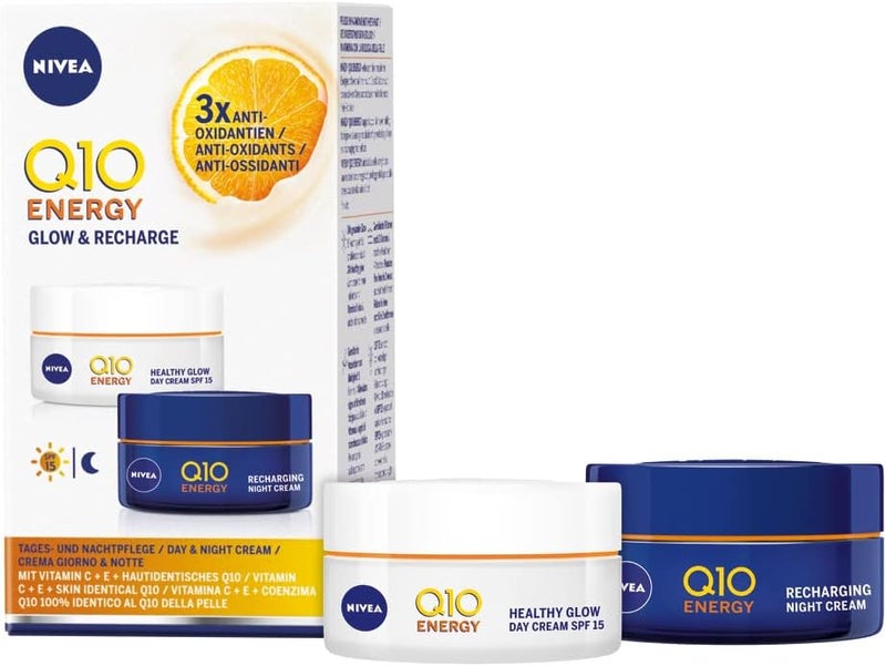 NIVEA Q10 Energy Duo Pack Contains 1x Q10 Energy Recharging Night 1x Q10 Energy Healthy Glow Day Moisturising Cream Pack Face Cream Multipack Face Cream Women