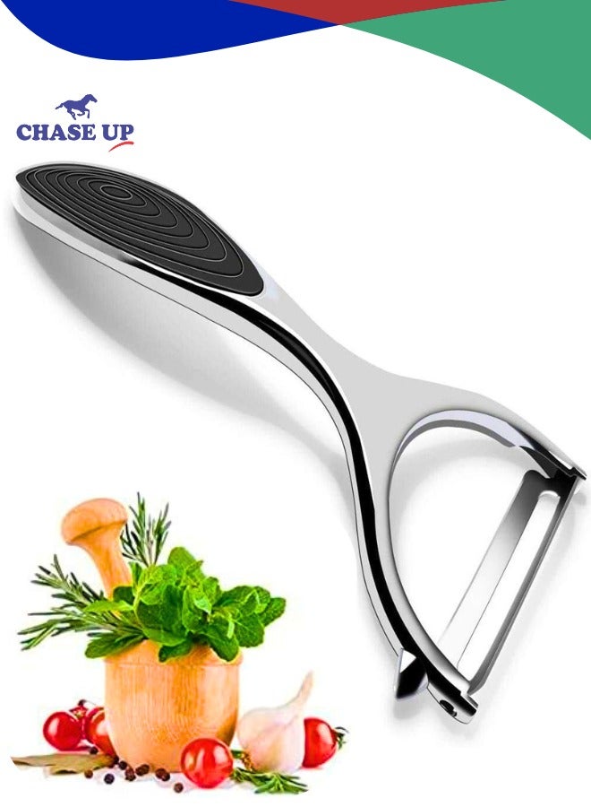 Chase Up Vegetable Y Peeler Julienne Swivel Slicer with Potato Eye Remover for Peeling Fruits and Vegetables - Kitchen Gadgets (Flattened) - Image 1