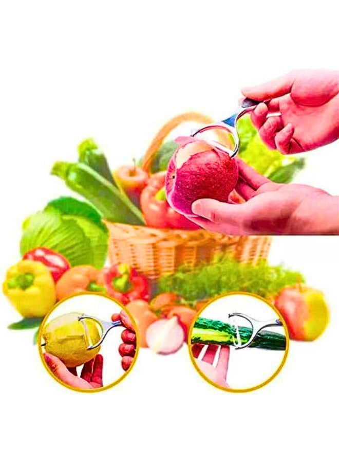 Chase Up Vegetable Y Peeler Julienne Swivel Slicer with Potato Eye Remover for Peeling Fruits and Vegetables - Kitchen Gadgets (Flattened) - Image 2