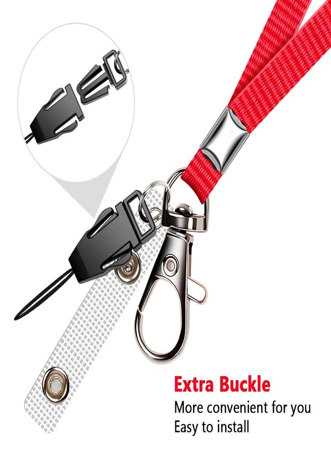 UpUGo 3 Pack Neck Lanyard with ID Badge Holder, Office Strap Lanyards, Stainless Metal Swivel Hook for Name Tag, Badge Holders, Keychains, Card, Red, Orange, Brown - Image 2