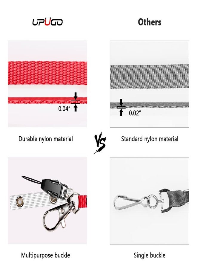 UpUGo 3 Pack Neck Lanyard with ID Badge Holder, Office Strap Lanyards, Stainless Metal Swivel Hook for Name Tag, Badge Holders, Keychains, Card, Red, Orange, Brown - Image 4