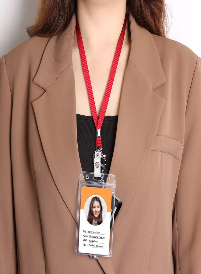UpUGo 3 Pack Neck Lanyard with ID Badge Holder, Office Strap Lanyards, Stainless Metal Swivel Hook for Name Tag, Badge Holders, Keychains, Card, Red, Orange, Brown - Image 3