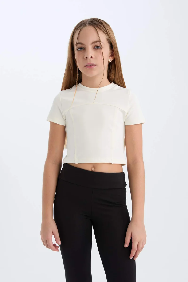 ديفاكتو Girl Slim Fit Crew Neck Short Sleeve T-Shirt