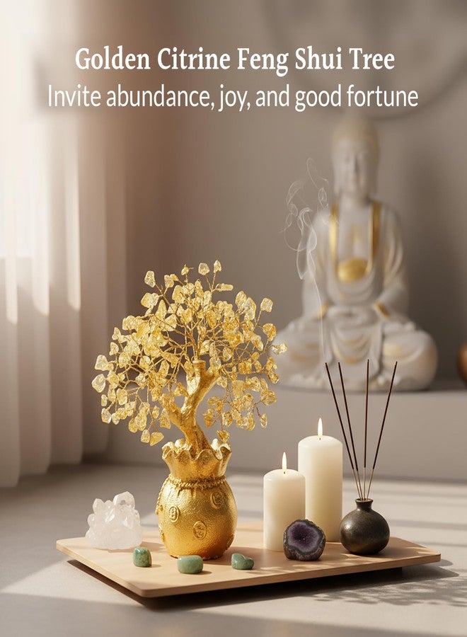 ZAICUS Lucky Feng Shui Citrine Tree, Crystal Tree of Life, Bonsai Money Tree, Gold Crystal Ornaments, Healing Gemstone Tree for Prosperity, Positive Energy, Good Luck Gift (7 x 3 inch) - Image 3