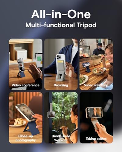 MOFT Phone Tripod Wallet for iPhone, Mulit-Angles, Lightweight & Portable Phone Stand, MOVAS Vegan Leather Magnetic Wallet, Strong Magnets, NFC Card Holder,Travel Essential, Taupe (with Card Slot) - Image 5