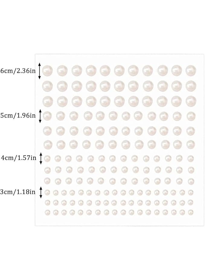 Self-Adhesive White Pearl Stickers for Face, Nails, and Hair – Various Sizes - Image 1