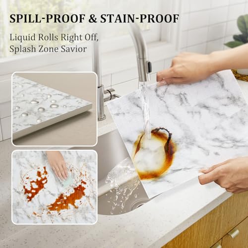 Viseeko Shelf and Drawer Liner for Kitchen Cabinet, 12 in x 10 ft Non-Adhesive Cabinet Liners for Shelves, Strong Grip Shelf Paper Non-Slip Waterproof Easy to Cut for Dresser Cupboard, Marble - Image 3