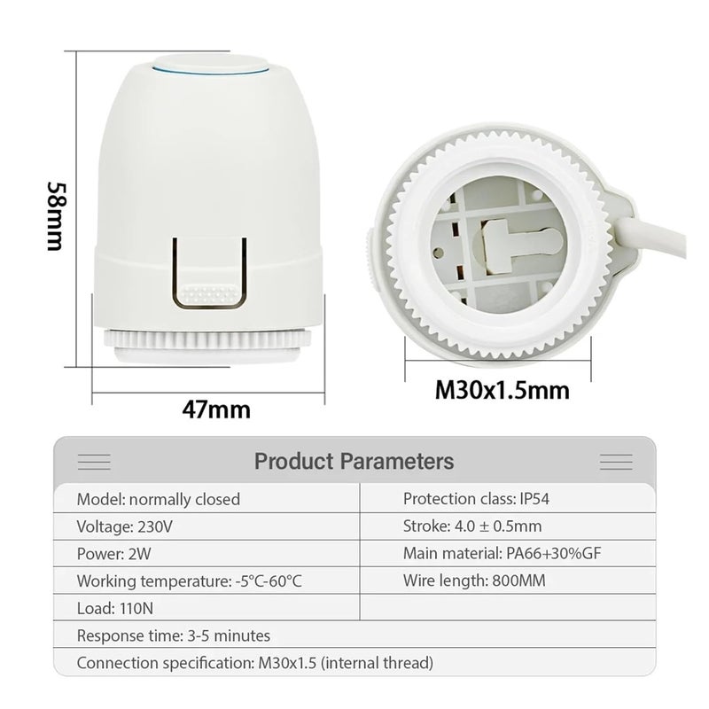 M30x1 5 NC AC 230V Electric Thermal Actuator Valve For Underfloor Heating Manifold - Image 3