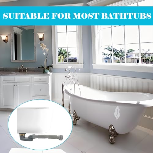 Jeckthun 1 1/2 Inch Tub Drain Kit with Low Profile P Trap,Flexible Drain Pipe for Freestanding Tub, RV Shower, Clawfoot Tub - Low Profile Shower Drain Kit, Easy Installation - Image 2