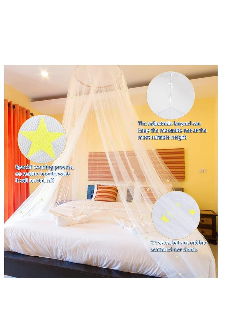 Mosquito Net for Bed Large White Bed Canopy for Girls Hanging Bed Net Easy Installation Ideal for Bedroom Decorative Travel with Storage Bag (Star) 60*250*1100cm - Image 3