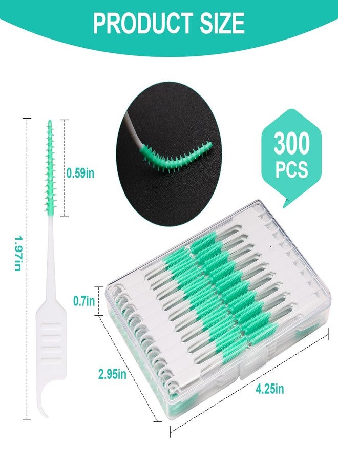 ACSKD 200PCS Dental Floss Picks,Dual-Use Interdental Brushes,Soft Silicone Brush Head Toothpicks, Tooth Picks Flossers for Teeth Braces Cleaning (200PCS Green - Image 2