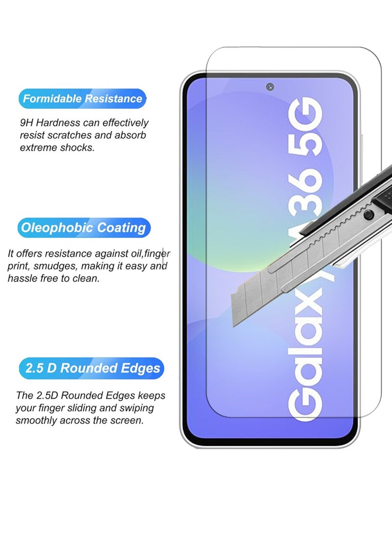DUSALA 2 Pieces of Samsung Galaxy A36 Tempered Glass Screen Protector – High Transparency, Delicate Touch, Anti-Explosion, Smooth Arc Edges, Easy Installation, - Image 3