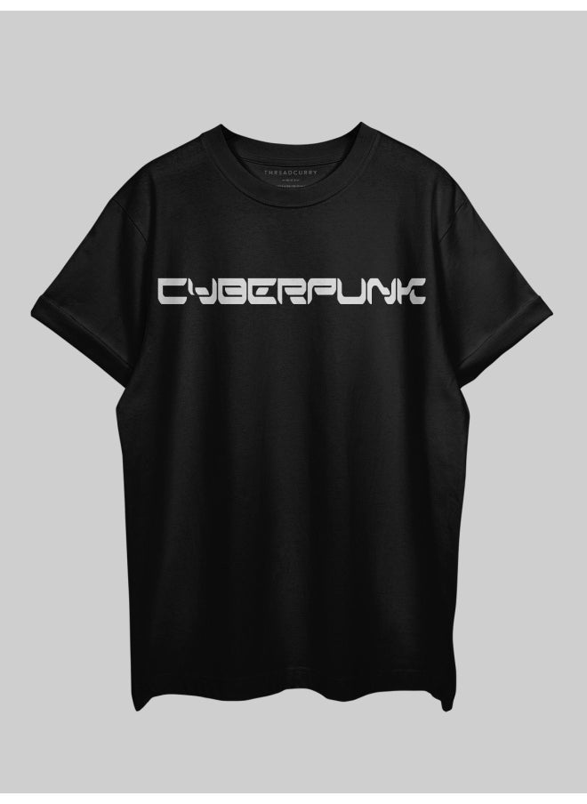 THREADCURRY - THREADCURRY Cyberpunk Oversized Drop Shoulder Cotton Loose Printed T-Shirt for Men - Image 1