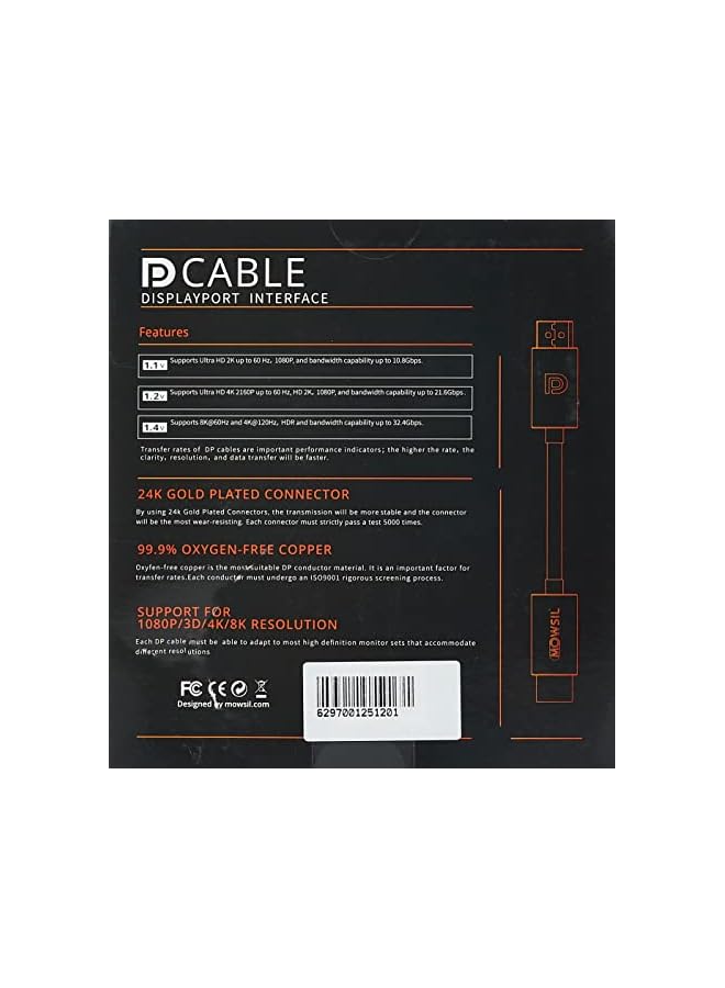 MOWSIL 4K Display Port DP to Cable, 5 Meters Length, Wine Maroon - Image 2