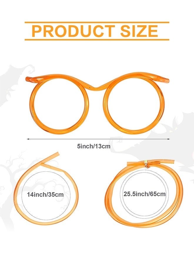 Arabest 5pcs Straws Glasses Plastic Fun Glasses Straw Covers Cap Reusable Straws for Kids Glasses Straws Drinking Adult Party Fun Straws for Eye Glasses Straw Tube Toy and Birthday Party Set - Image 2