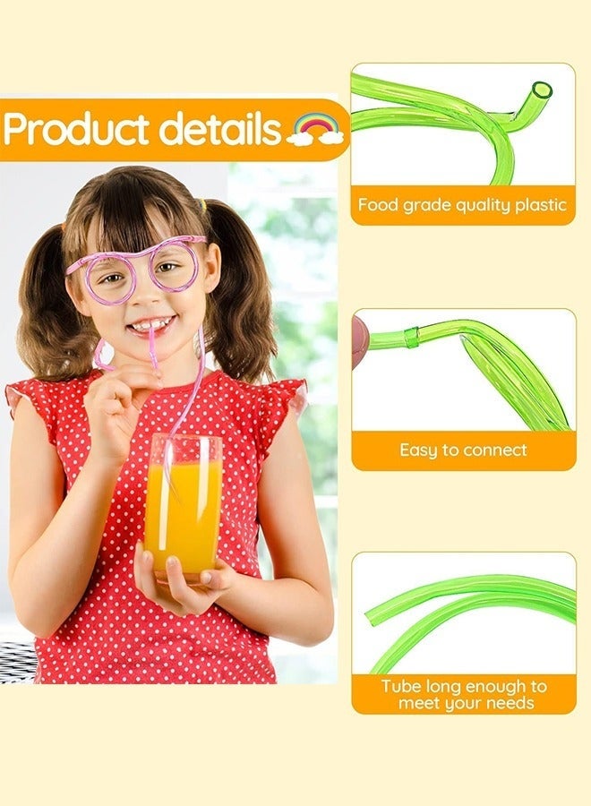 Arabest 5pcs Straws Glasses Plastic Fun Glasses Straw Covers Cap Reusable Straws for Kids Glasses Straws Drinking Adult Party Fun Straws for Eye Glasses Straw Tube Toy and Birthday Party Set - Image 3