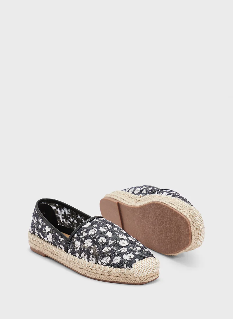 ELLA Black Floral Mesh Espadrille for Women | Best Price UAE
