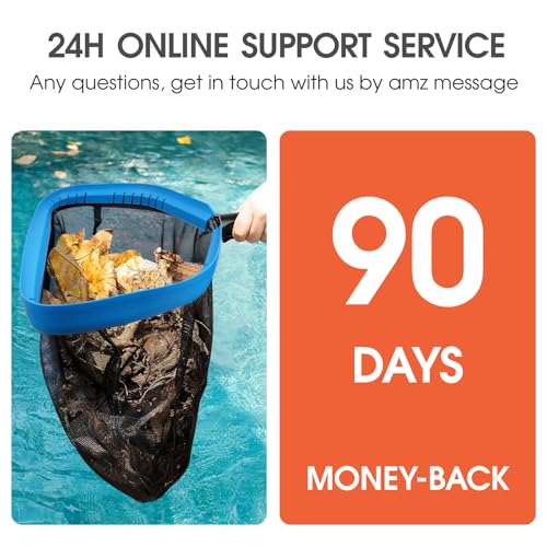 TidyMister Upgraded Self-Repair Pool Net, Pool & Pond Cleaning Skimmer with Heavy Duty Nylon Net - Fine Mesh, Aluminum Frame, Deep Trash Bag for Above Ground & In-ground Pools, Leaf Skimmer Rake Net(No Pole) - Image 5