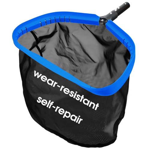 TidyMister Upgraded Self-Repair Pool Net, Pool & Pond Cleaning Skimmer with Heavy Duty Nylon Net - Fine Mesh, Aluminum Frame, Deep Trash Bag for Above Ground & In-ground Pools, Leaf Skimmer Rake Net(No Pole) - Image 1