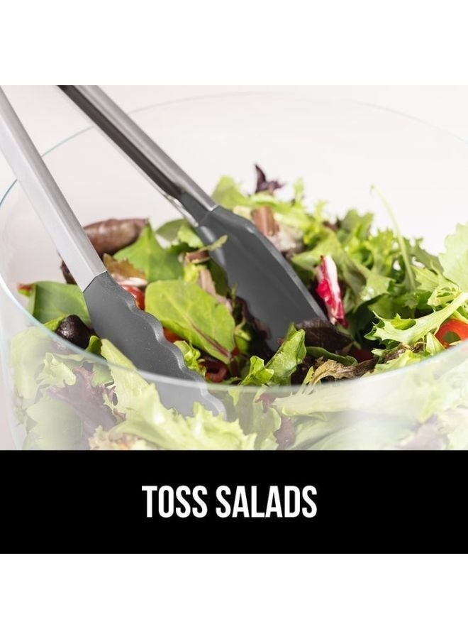 Kitchen Serving Tongs - Heavy-Duty Stainless Steel Food Tongs with Non-Stick Silicone Head and Non-Slip Grip, Plus Built-in Locking Ring, for Air Fryers, Salads, Grills, and Ovens - Image 5