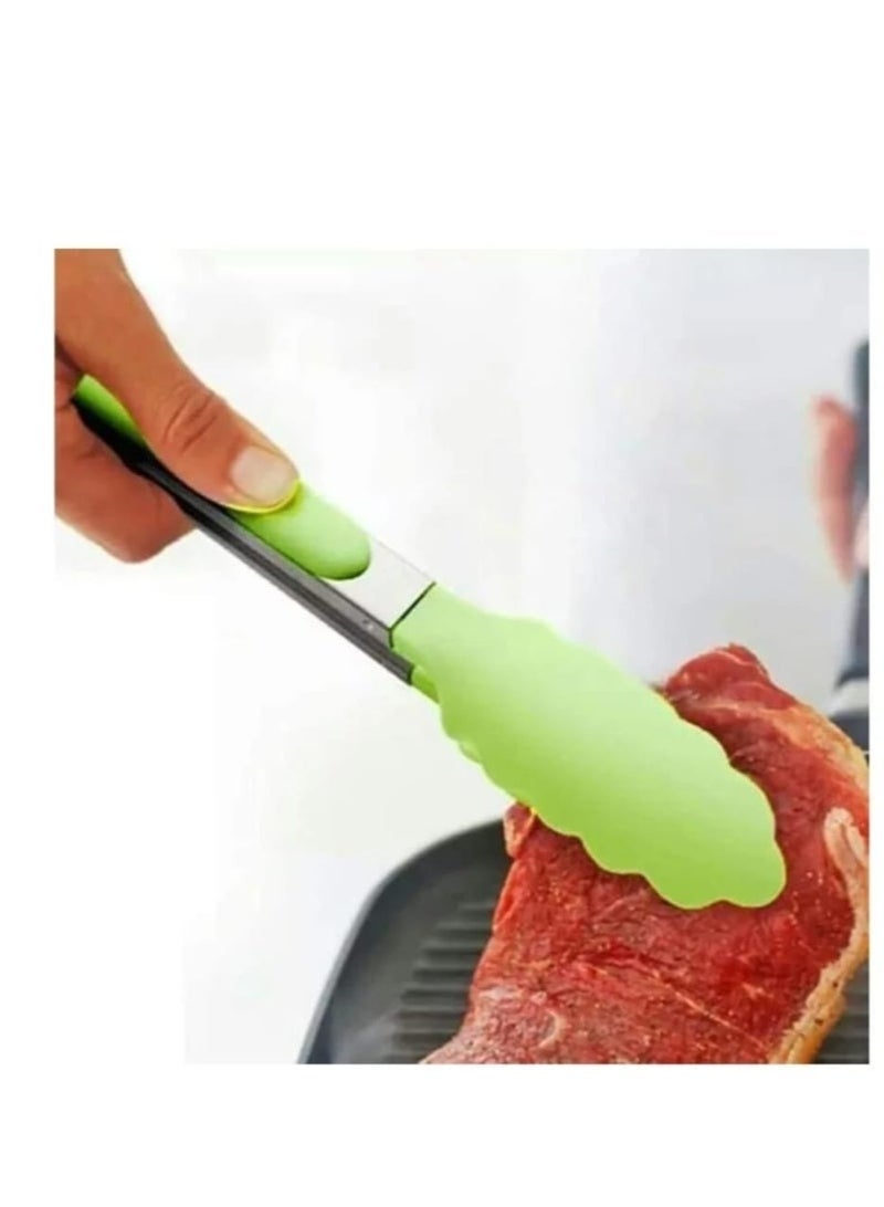 Kitchen Serving Tongs - Heavy-Duty Stainless Steel Food Tongs with Non-Stick Silicone Head and Non-Slip Grip, Plus Built-in Locking Ring, for Air Fryers, Salads, Grills, and Ovens - Image 3