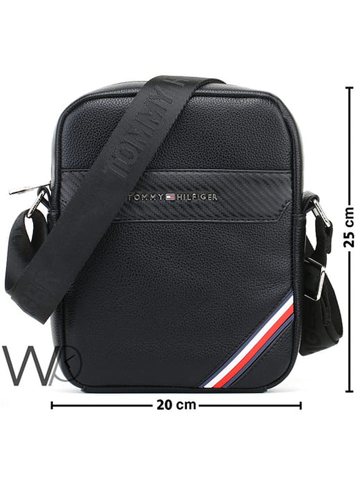 Tommy Hilfiger Plus Black Leather Tommy Hilfiger Crossbody Messenger Bag For Men  - Image 3