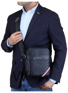 Tommy Hilfiger Plus Black Leather Tommy Hilfiger Crossbody Messenger Bag For Men  - Image 2