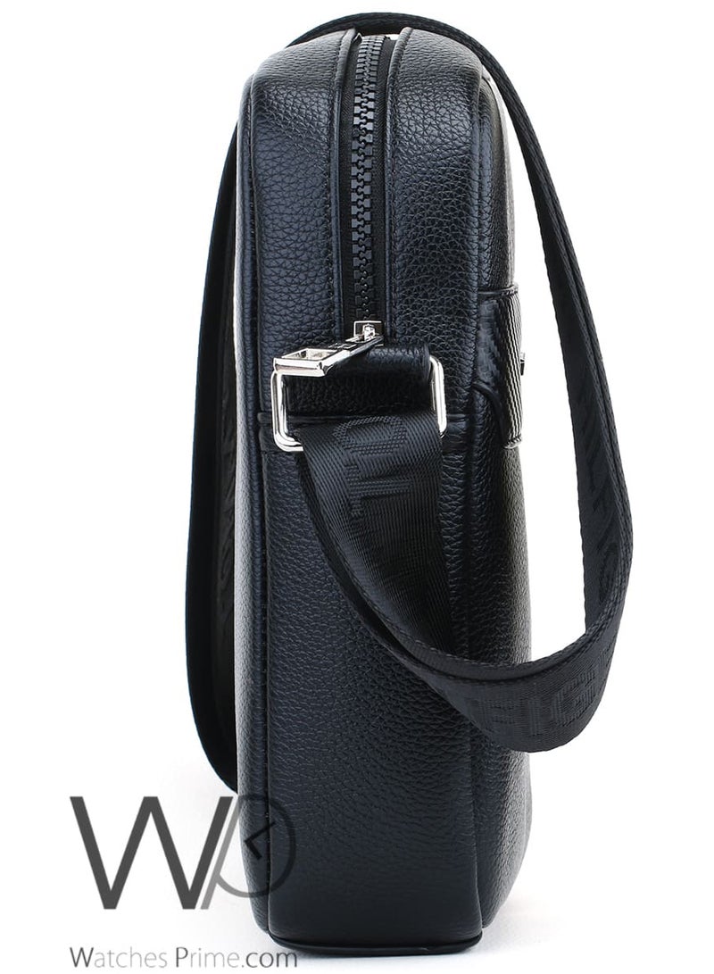 Tommy Hilfiger Plus Black Leather Tommy Hilfiger Crossbody Messenger Bag For Men  - Image 5
