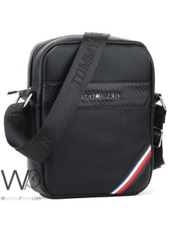 Tommy Hilfiger Plus Black Leather Tommy Hilfiger Crossbody Messenger Bag For Men  - Image 4