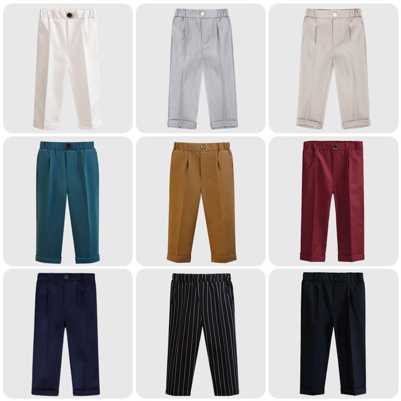 Children'S Trousers Boys' Solid Color Korean-Style Suit Pants Casual Striped Trousers Junior High School Pants - Image 4