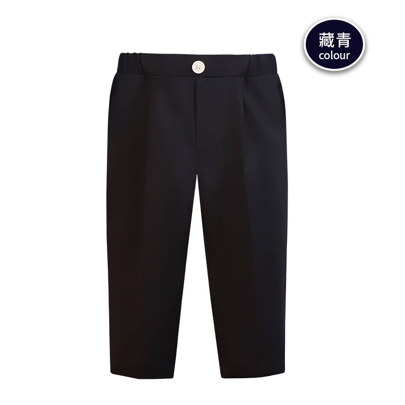 Children'S Trousers Boys' Solid Color Korean-Style Suit Pants Casual Striped Trousers Junior High School Pants - Image 1