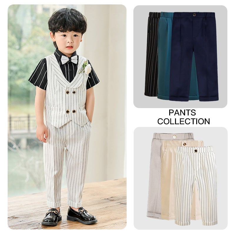 Children'S Trousers Boys' Solid Color Korean-Style Suit Pants Casual Striped Trousers Junior High School Pants - Image 3