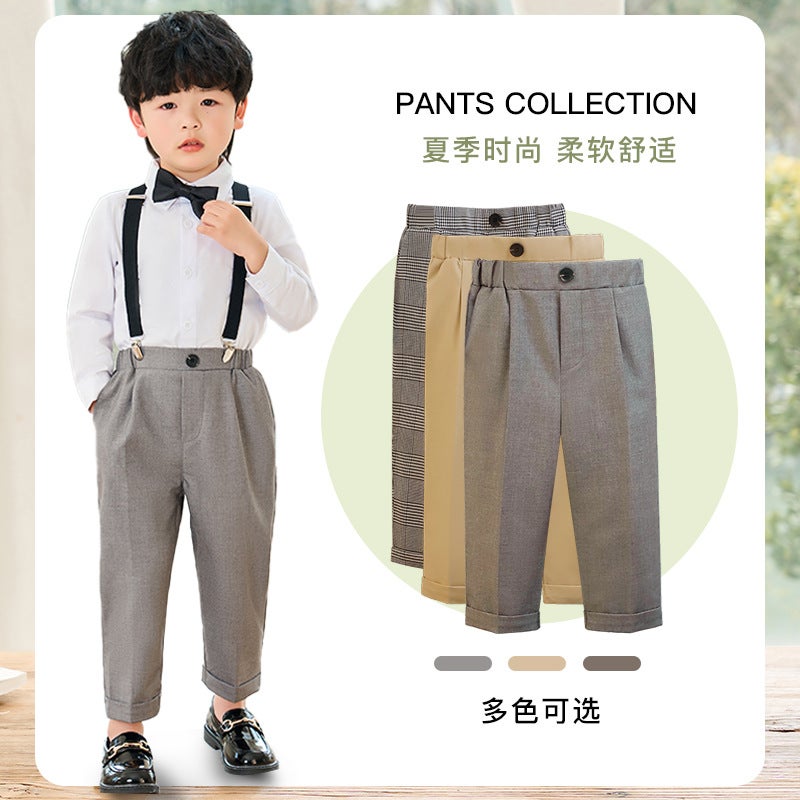 Children'S Trousers Boys' Solid Color Korean-Style Suit Pants Casual Striped Trousers Junior High School Pants - Image 2