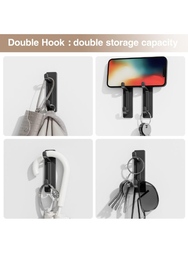 HOMESTAR 4 Pcs Stainless Steel Clothes Hooks - Heavy Duty Adhesive Wall Hooks For Coats & Hats, No Drill Required 304 Stainless Steel Mounting Hooks, Multifunctional Hooks For Home Organization , Self Adhesive Wall Hooks, Coat Hooks for Bathroom, Shower, Kitchen, Wall & Door, Black (8.5*3cm) - Image 3