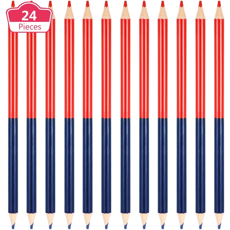 Zhanmai 48 Pieces Red and Blue Colored Pencils Double Ended Checking Pencils Bulk Pre Sharpened Erasable 2 HB for Checking Map Coloring Tests Grading for Office Teacher - Image 1