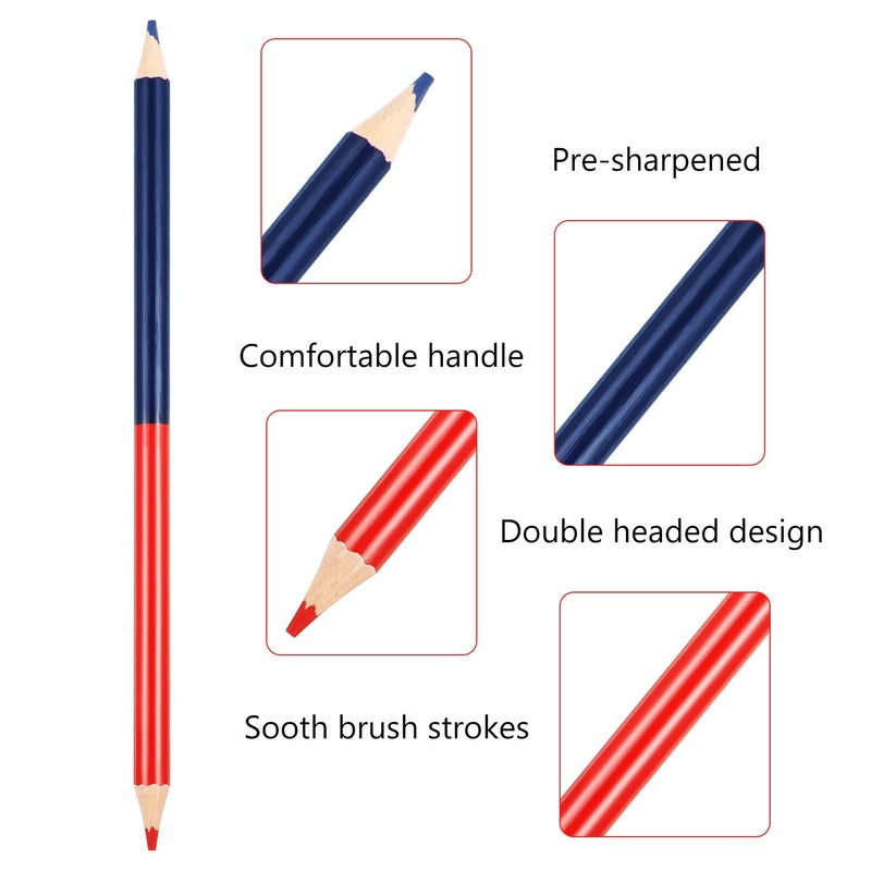 Zhanmai 48 Pieces Red and Blue Colored Pencils Double Ended Checking Pencils Bulk Pre Sharpened Erasable 2 HB for Checking Map Coloring Tests Grading for Office Teacher - Image 3