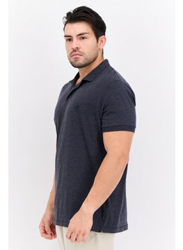 French Connection Men Regular Fit Short Sleeves Heather Polo T-Shirt, Charcoal  - Image 3