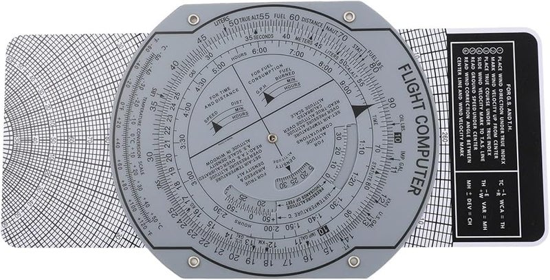 حاسوب الطيران E6B مسطرة منزلقة لرسم الطيران شفافة من مادة ABS مقاس 9.05 × 4.72 بوصة - Image 3