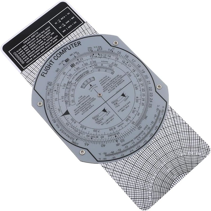 حاسوب الطيران E6B مسطرة منزلقة لرسم الطيران شفافة من مادة ABS مقاس 9.05 × 4.72 بوصة - Image 4
