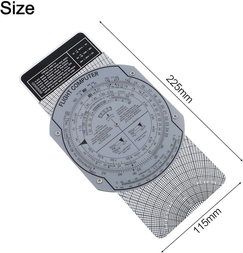 حاسوب الطيران E6B مسطرة منزلقة لرسم الطيران شفافة من مادة ABS مقاس 9.05 × 4.72 بوصة - Image 5