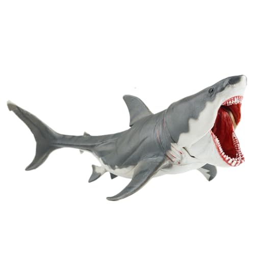 AENIMELY Realistic Megalodon Shark Toy Movable Jaw Ocean Animal Figurine for Kids Educational Sea Life Model STEM Learning Gift Shark Display Decor - Image 1