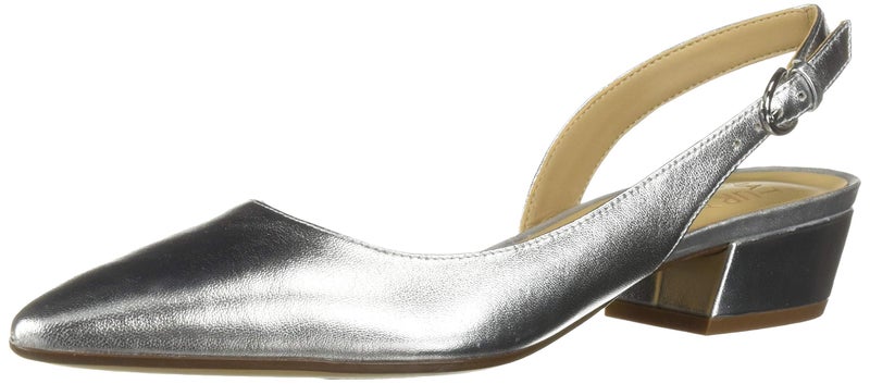 Naturalizer Womens Banks Slingback Low Heel Pointed Toe Pumps ,Silver Metallic Leather,7 - Image 1