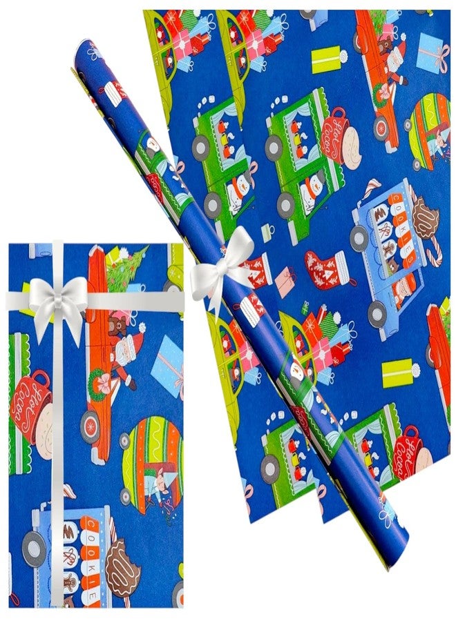 AMANVANI Blue Gift Paper Collection, Classic Christmas Wrapping Paper Sheets, Christmas And X Mas Gift Wrapping Papers Gift Cover Wrapping Paper (5pcs) Birthday Retrun Gift for Kids - Image 1