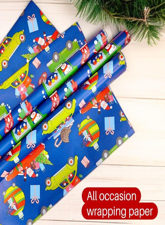 AMANVANI Blue Gift Paper Collection, Classic Christmas Wrapping Paper Sheets, Christmas And X Mas Gift Wrapping Papers Gift Cover Wrapping Paper (5pcs) Birthday Retrun Gift for Kids - Image 5