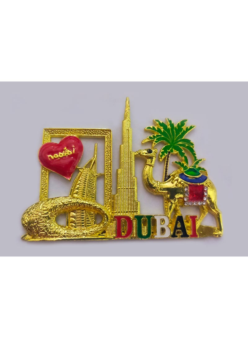 Q TRIPLE A Dubai Souvenir Metal Refrigerator Magnet | Dubai Iconic Landmarks, Cute Camel & Palm Tree | Best Gift for Friends & Family | Design-3, Golden Camel - Image 1